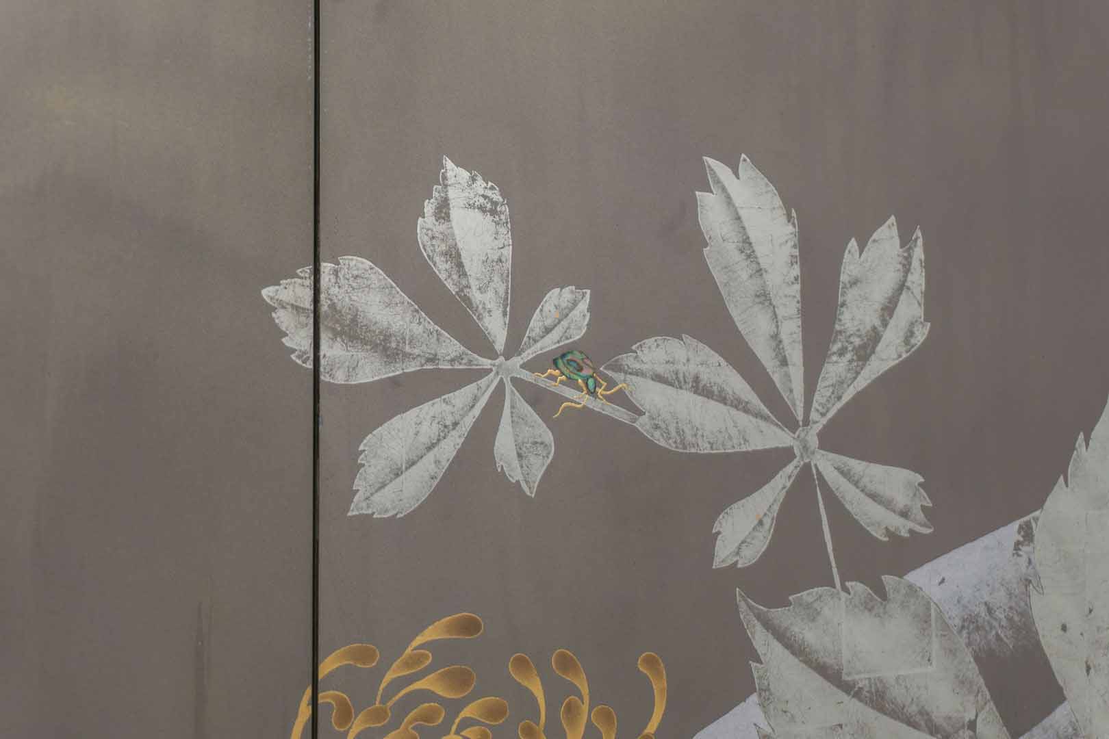 Gold leaf decorative artwork with mother of pearl details