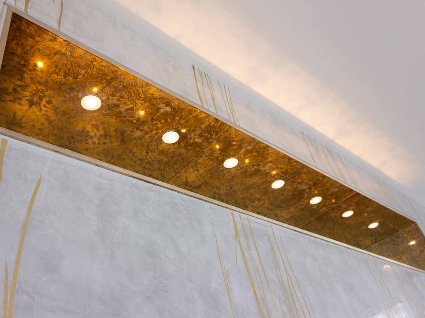 gilded glass light feature