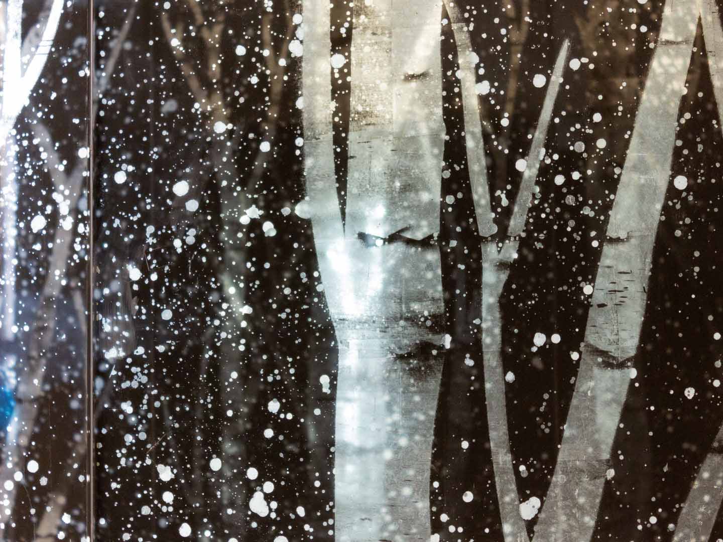 verre eglomise snow and tree